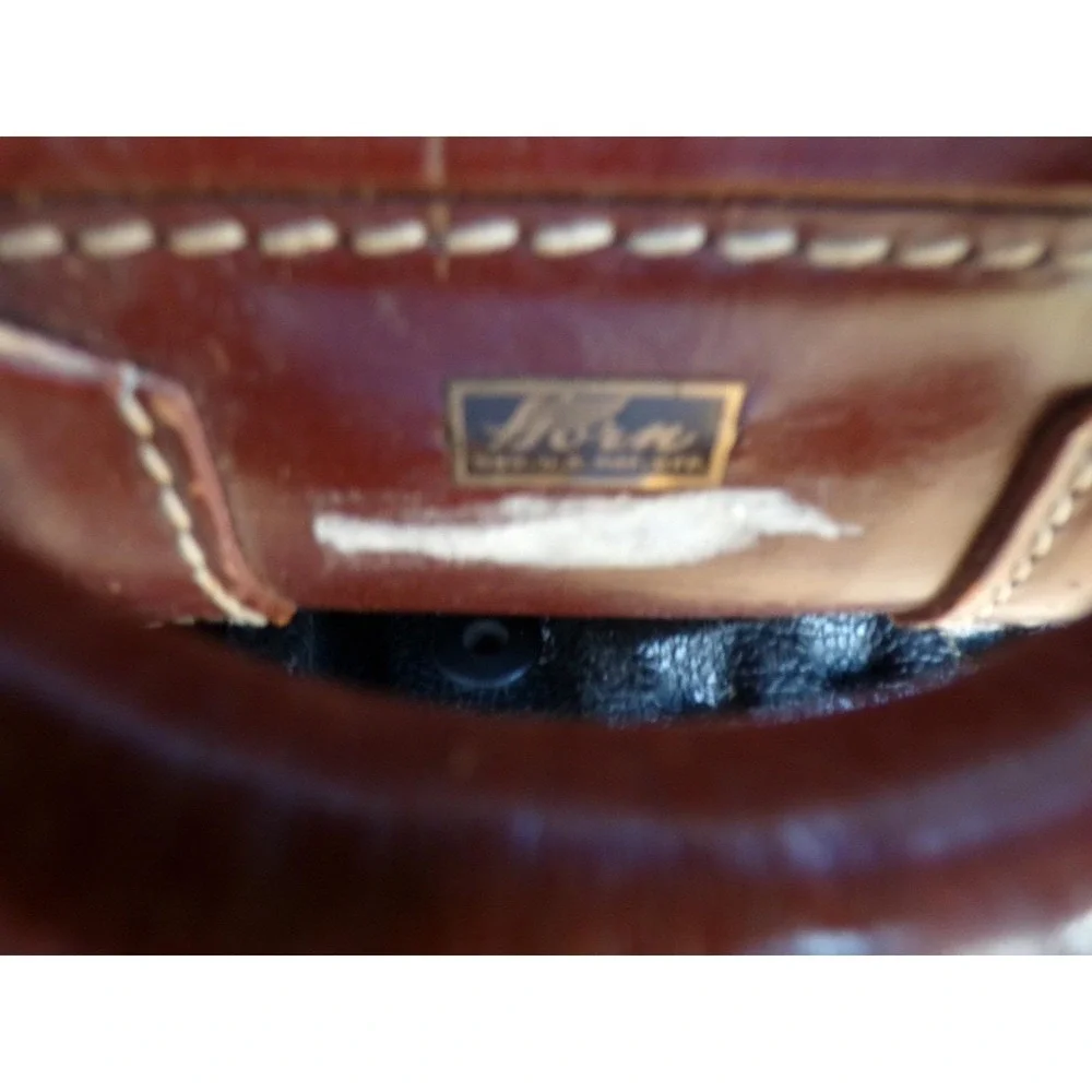 Vintage Steamer Suitcase Brown‎ Leather Horn Luggage Travel Briefcase Bag